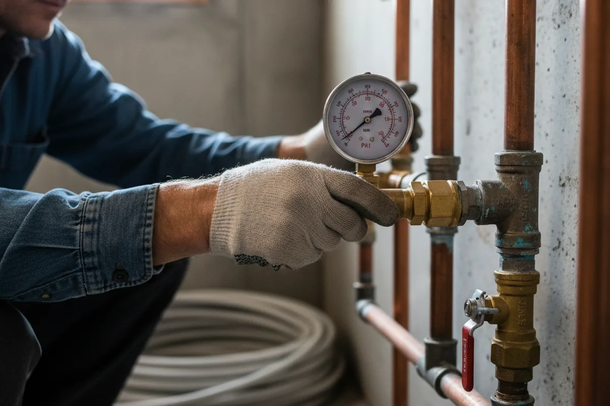 Pressure testing a repaired line during Water Line Repair in Hillman